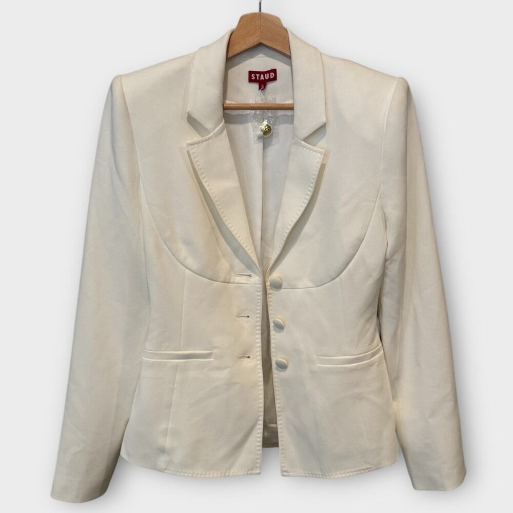 NEW STAUD Carson Paneled Stretch-Crepe Blazer Size Medium - Picture 6 of 12